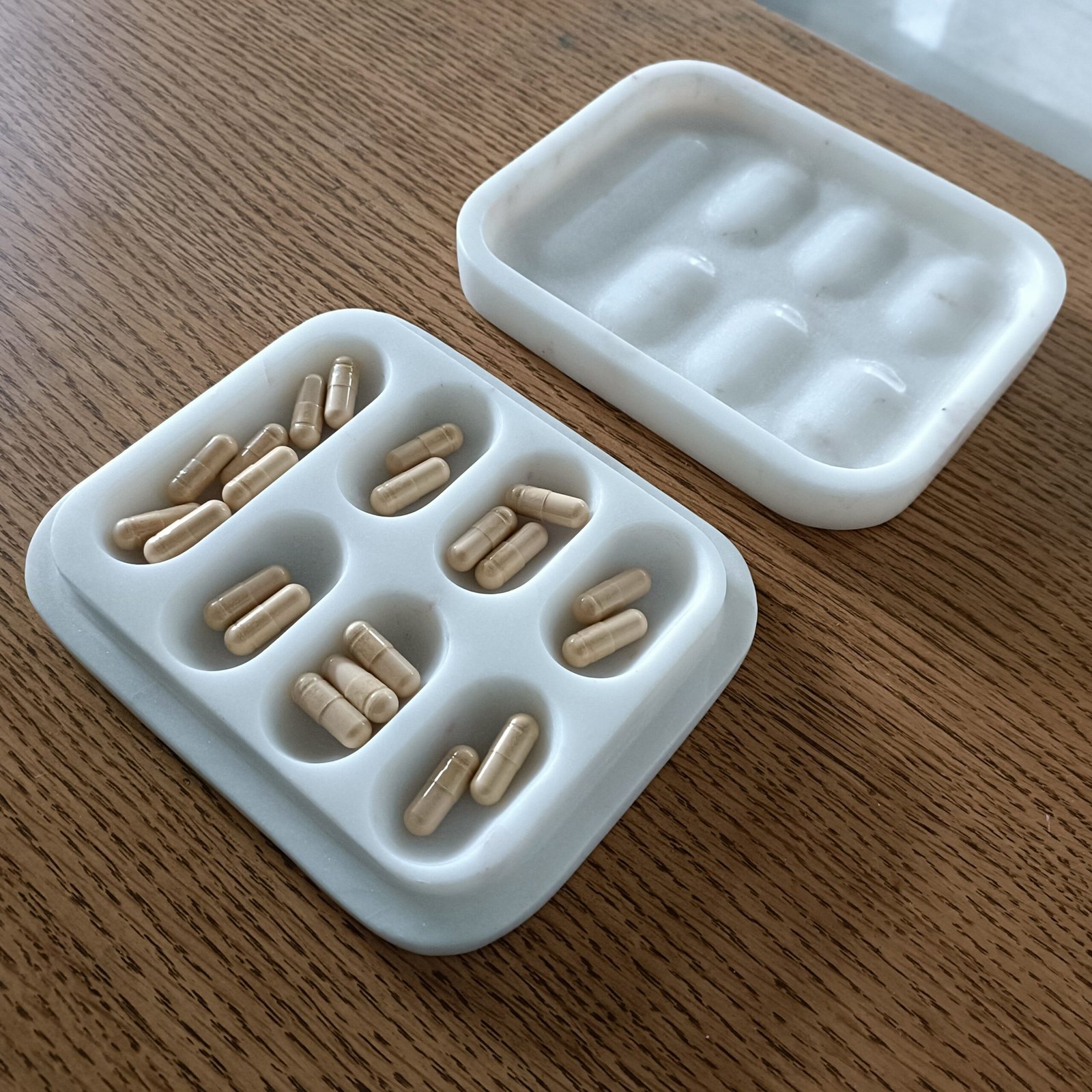 MINI Marble Pill Box – Off-White Stone Luxury Organizer - Image 6