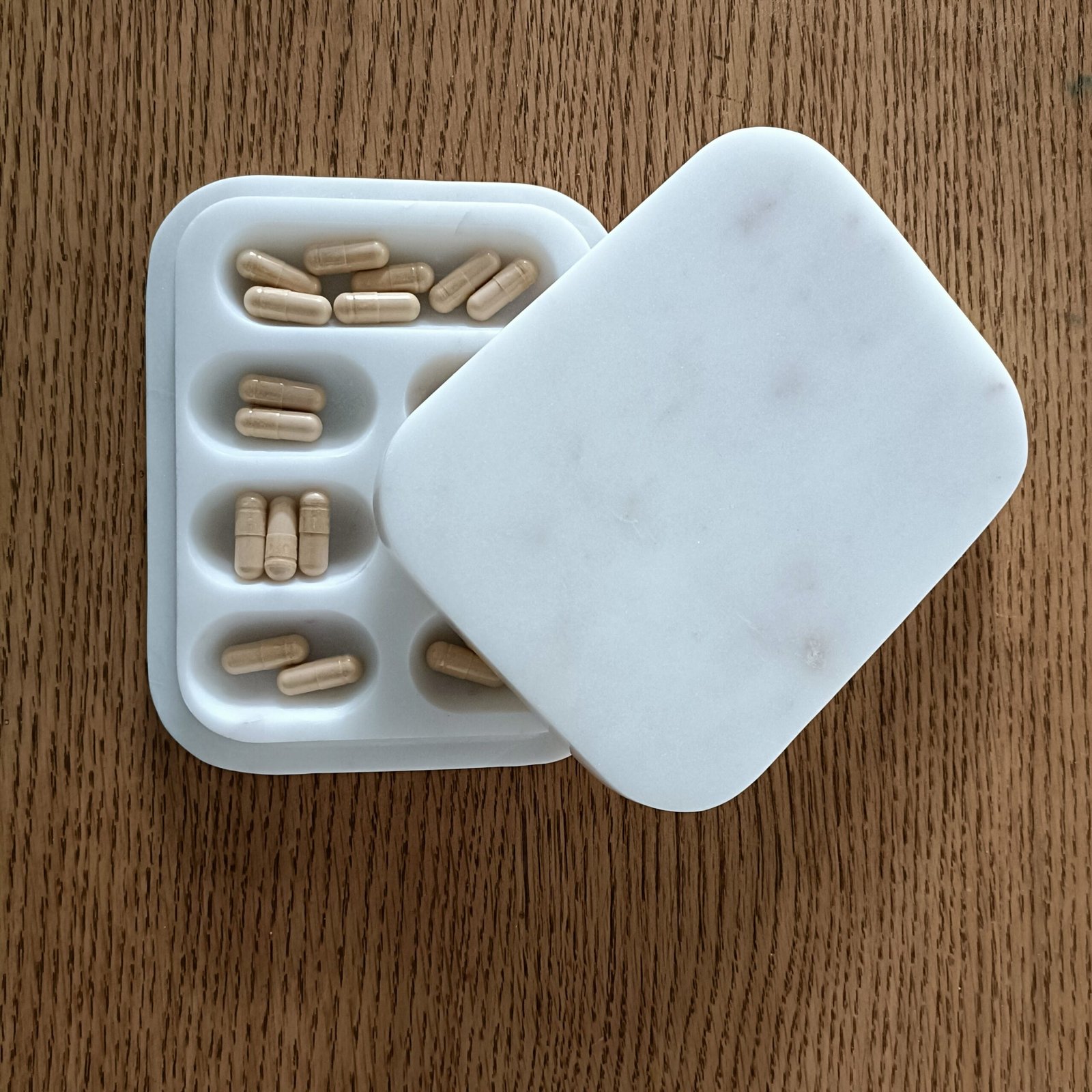 MINI Marble Pill Box – Off-White Stone Luxury Organizer - Image 4