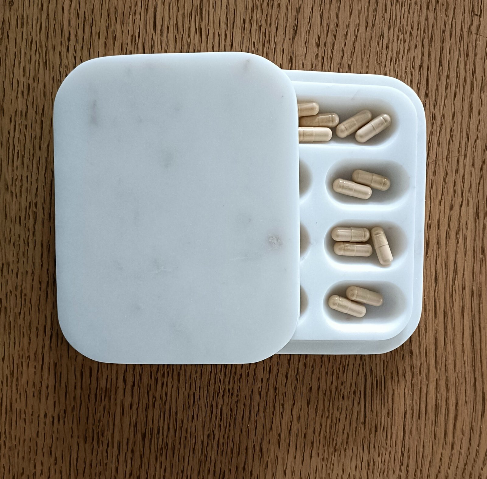 MINI Marble Pill Box – Off-White Stone Luxury Organizer - Image 3