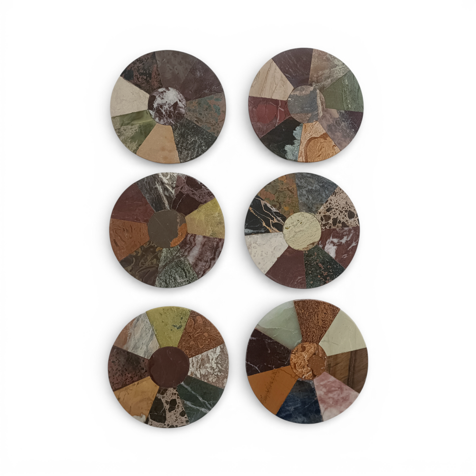 Handmade Round Mosaic Marble Coasters – Set of 6 (4x4 Inch) - Image 2