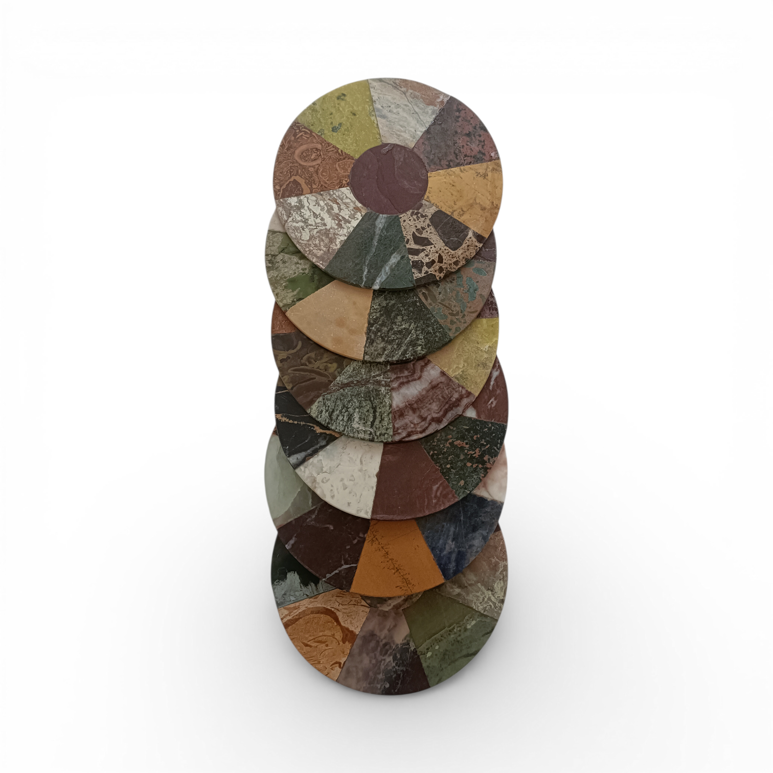 Handmade Round Mosaic Marble Coasters – Set of 6 (4x4 Inch) - Image 4