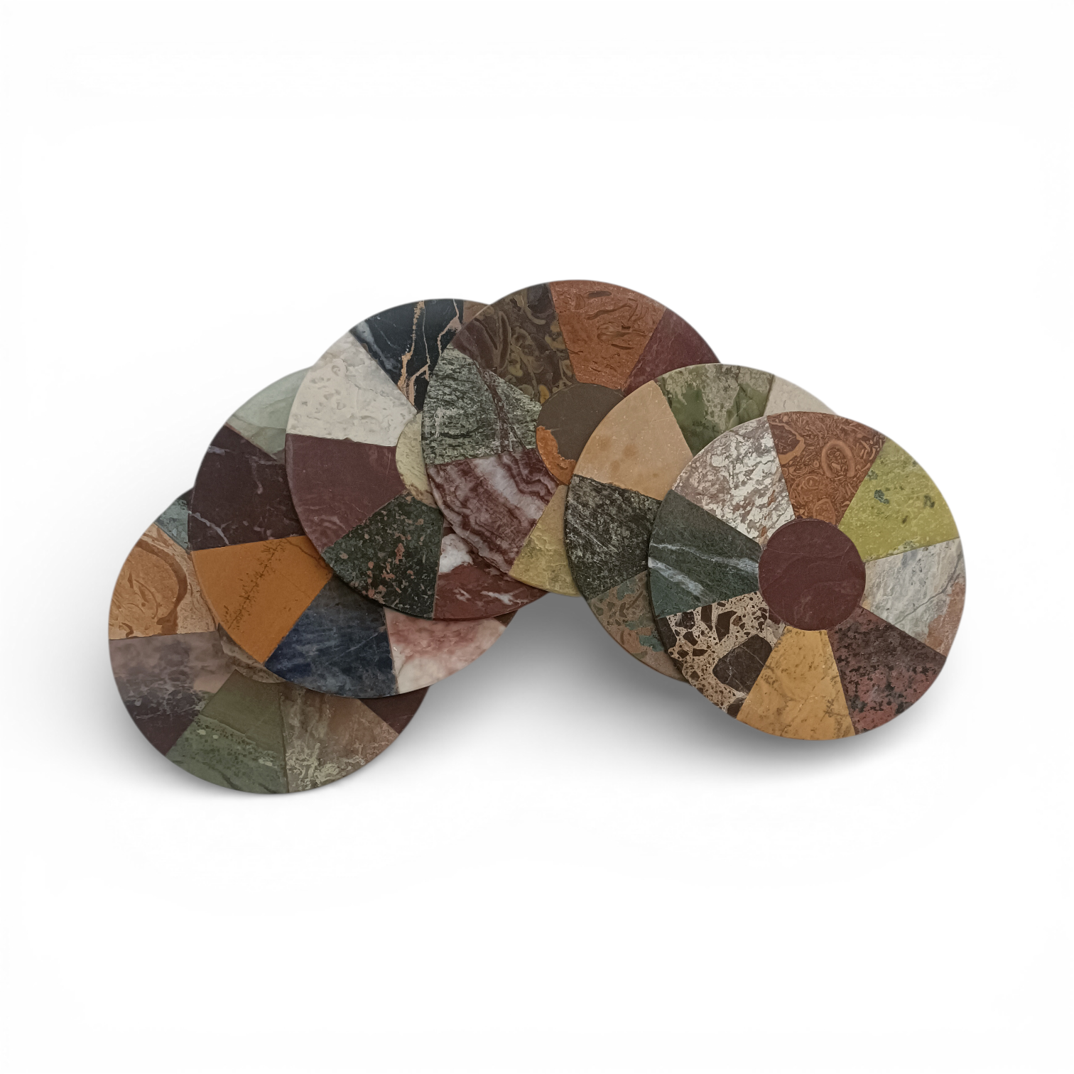 Handmade Round Mosaic Marble Coasters – Set of 6 (4x4 Inch) - Image 5