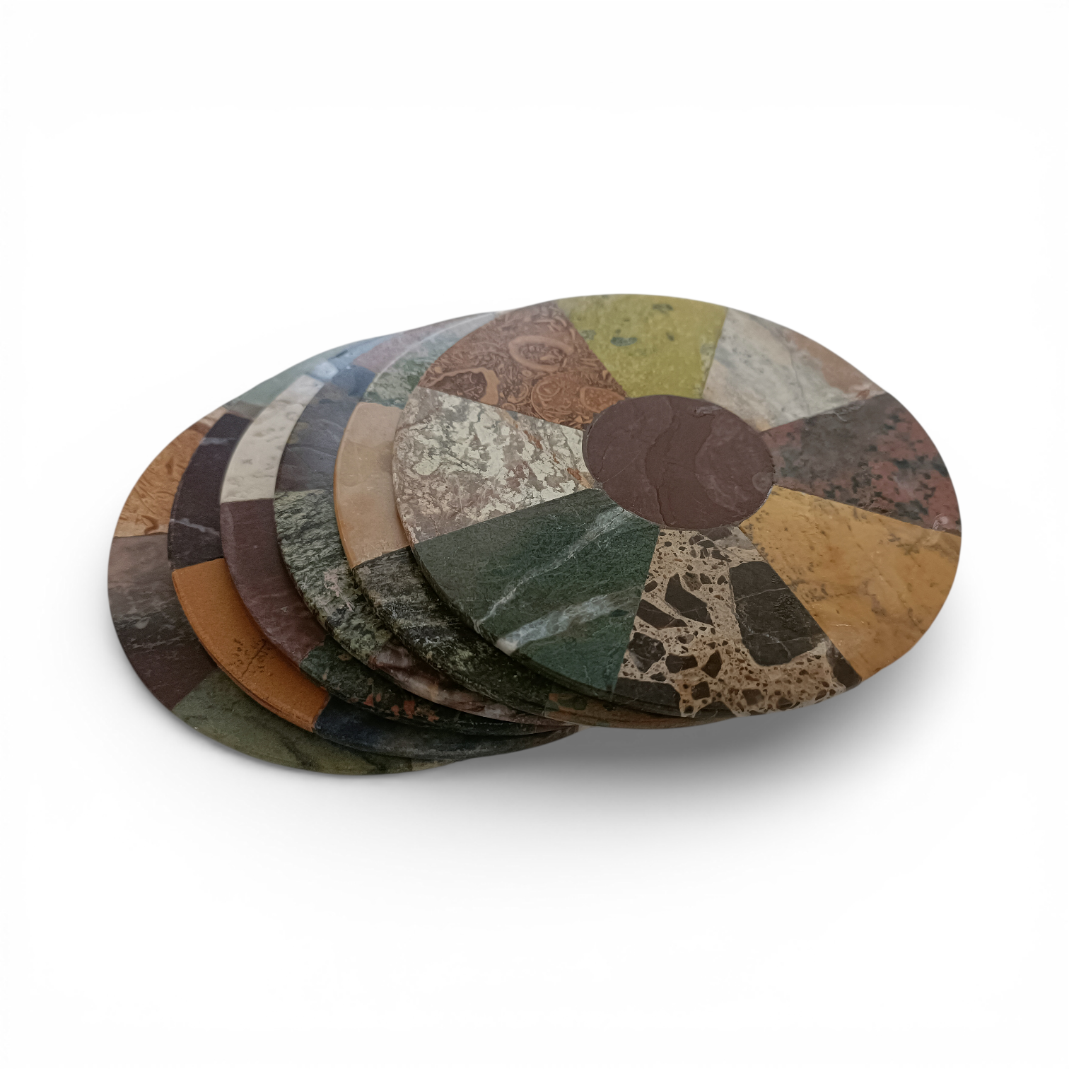 Handmade Round Mosaic Marble Coasters – Set of 6 (4x4 Inch) - Image 8
