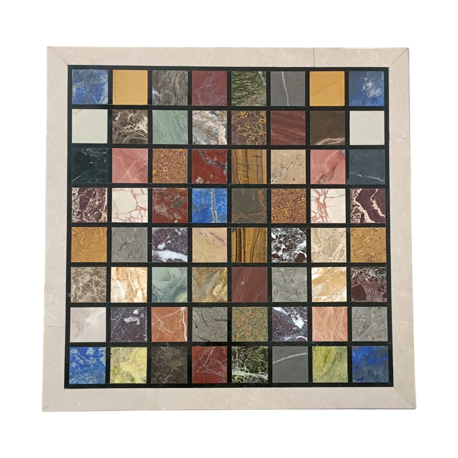 Handcrafted Multicolor Marble Mosaic Table Top | Square Inlay Stone Tabletop | Decorative Coffee & Side Table Top | Natural Stone Art - Image 3