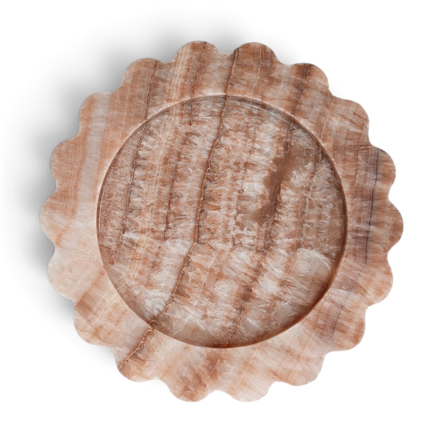 Onyx Marble Serving Tray – 8 Inch Scalloped Decorative Tray - Image 12
