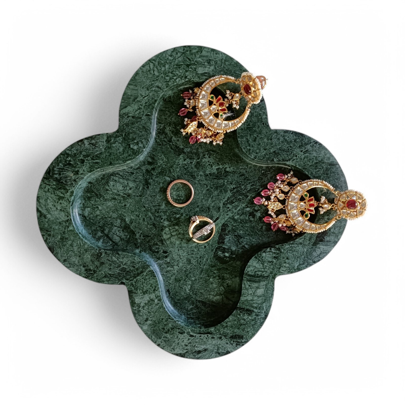 Handmade Green Marble Plus-Shape Serving Tray – 9 Inch - Image 2