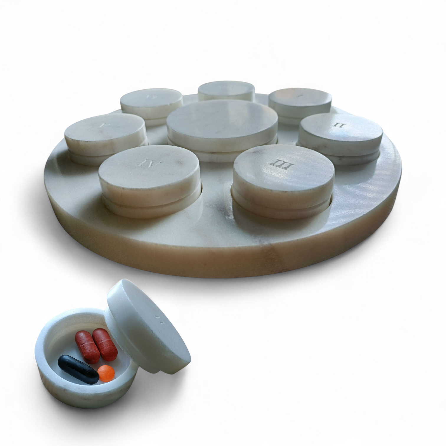 LIFELINE Marble Pill Organizer – 7 Day Off-White Luxury Box - Image 9