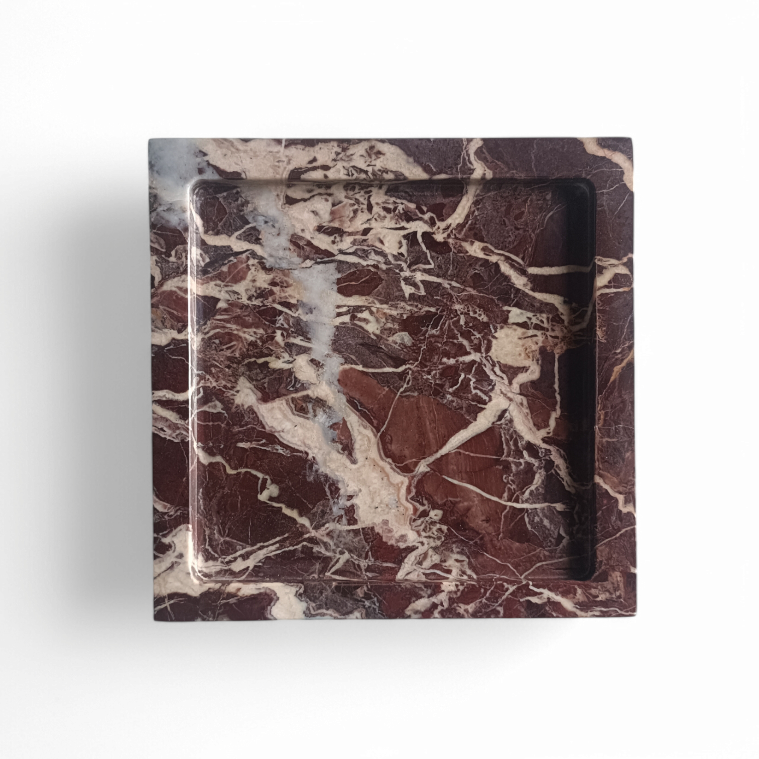 Cherry Stone Marble Serving Tray – 7 Inch Square