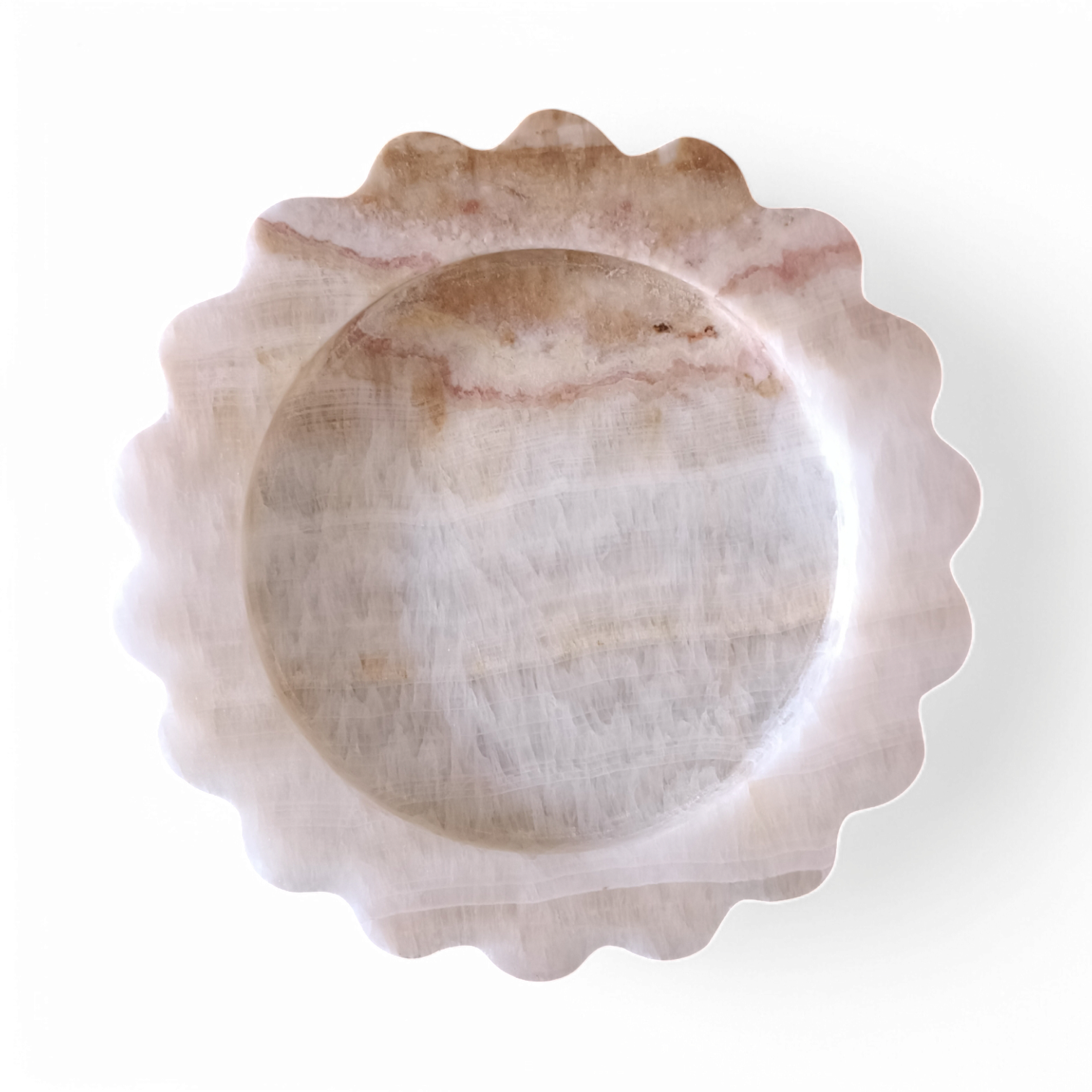 Onyx Marble Serving Tray – 8 Inch Scalloped Decorative Tray - Image 8