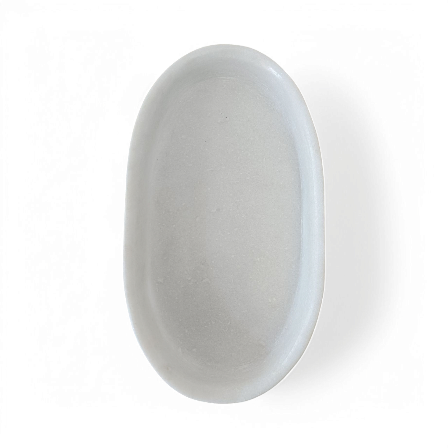 White Minimalist Oval Marble Decorative Tray - 10 Inch - Image 2