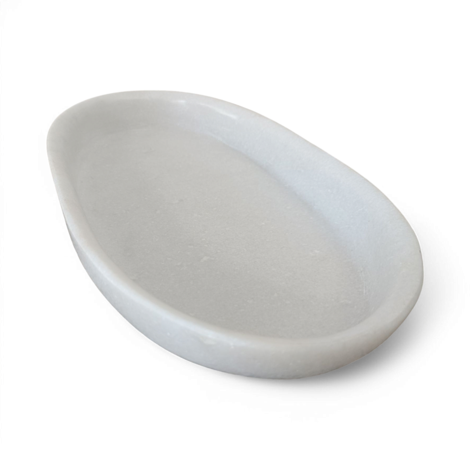 White Minimalist Oval Marble Decorative Tray - 10 Inch - Image 3