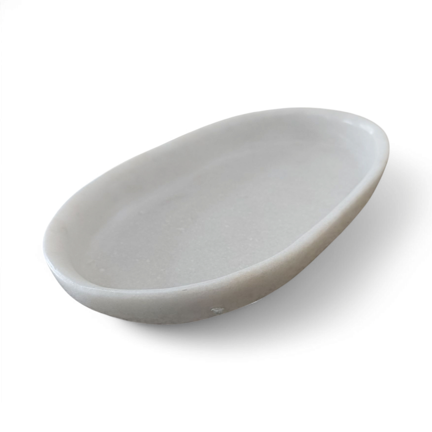 White Minimalist Oval Marble Decorative Tray - 10 Inch - Image 4