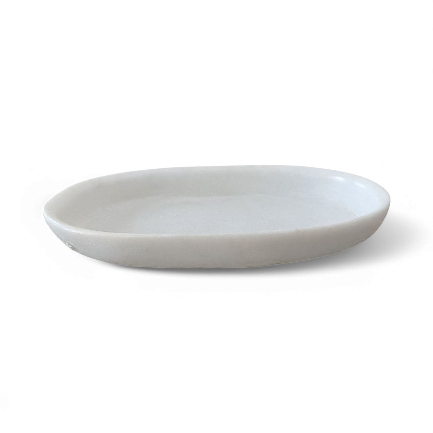 White Minimalist Oval Marble Decorative Tray - 10 Inch