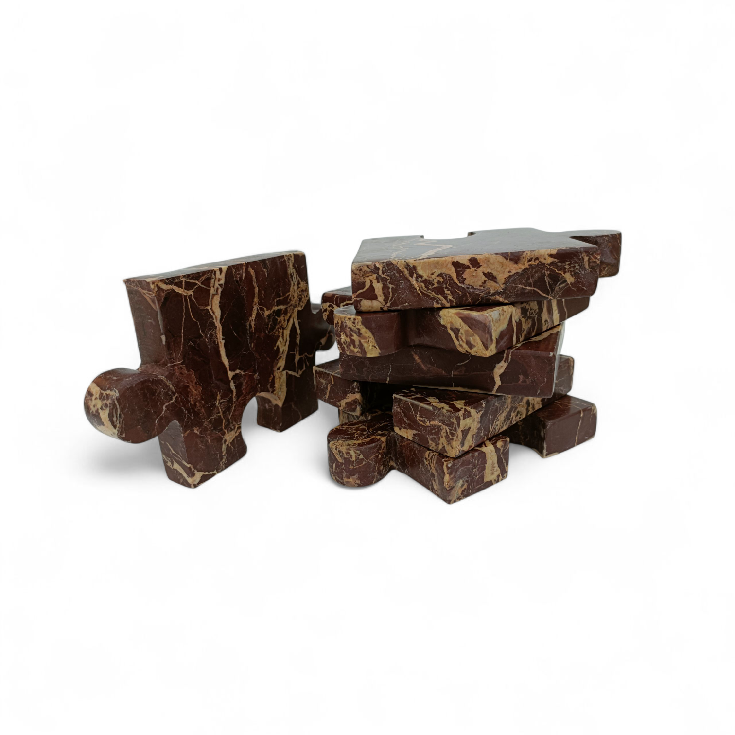 Cherry Gold Marble Puzzle Coasters – Set of 6 (4x4 Inch) - Image 2