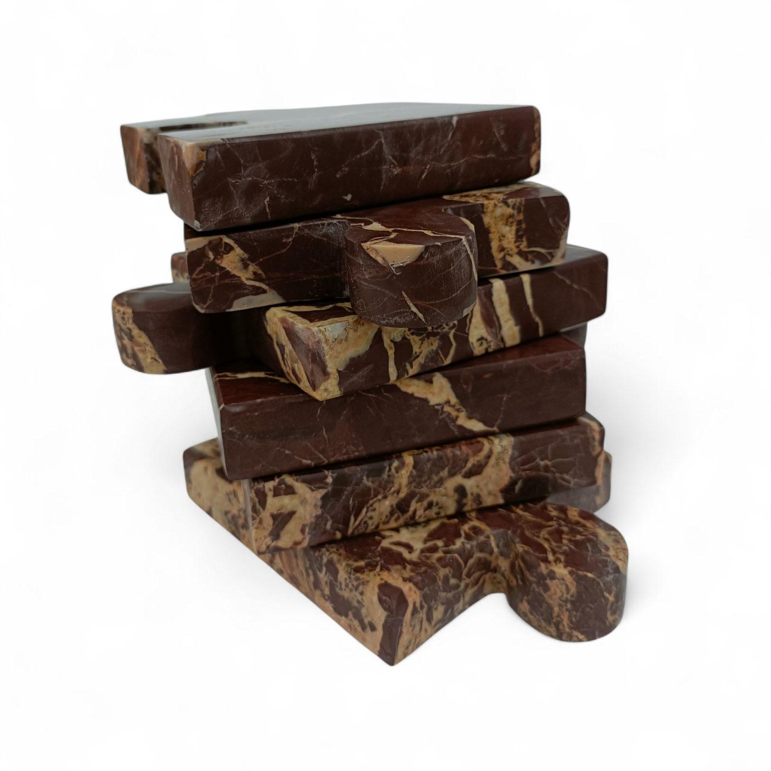 Cherry Gold Marble Puzzle Coasters – Set of 6 (4x4 Inch) - Image 3