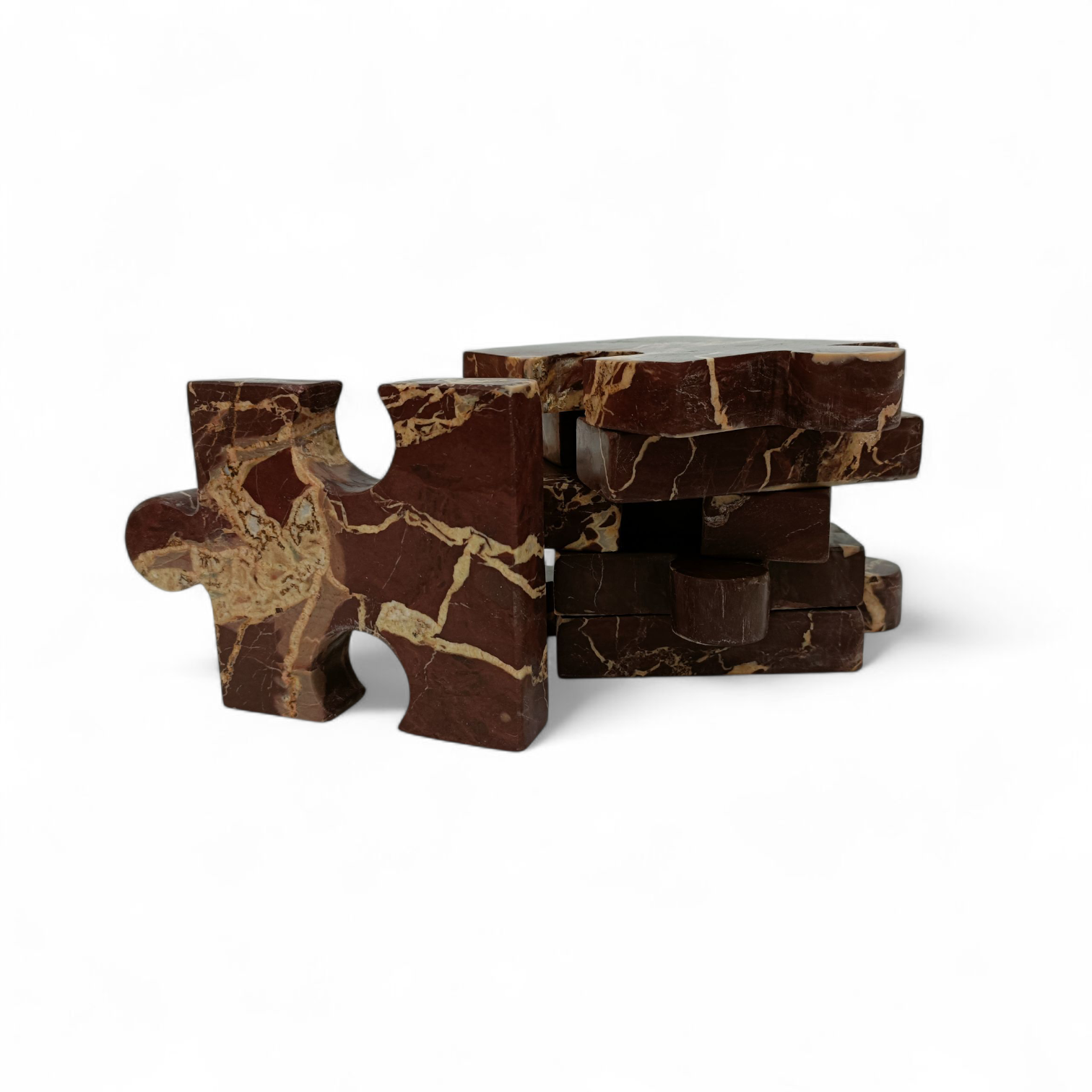 Cherry Gold Marble Puzzle Coasters – Set of 6 (4x4 Inch)