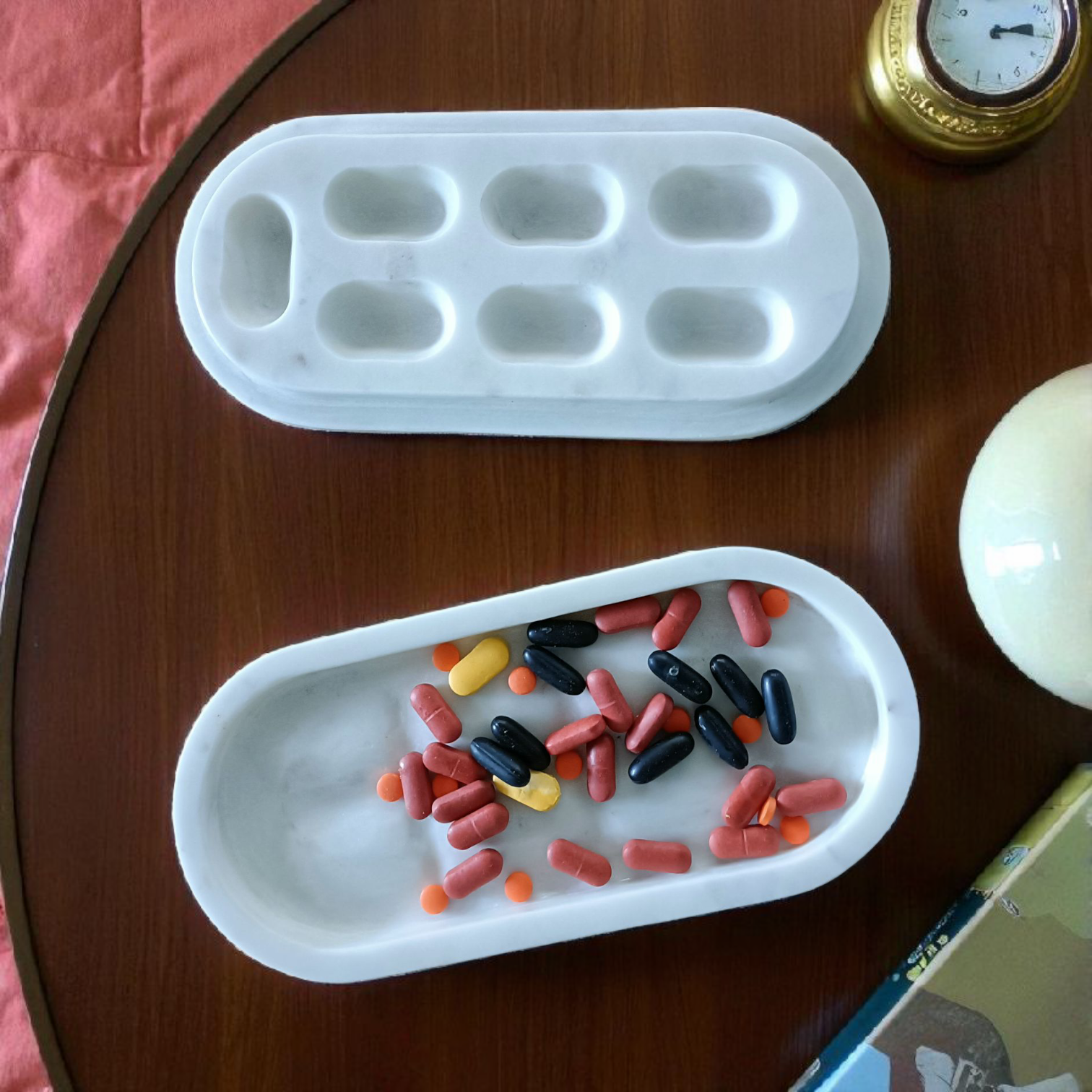CAPSULE Marble Pill Box – Off-White Luxury Organizer