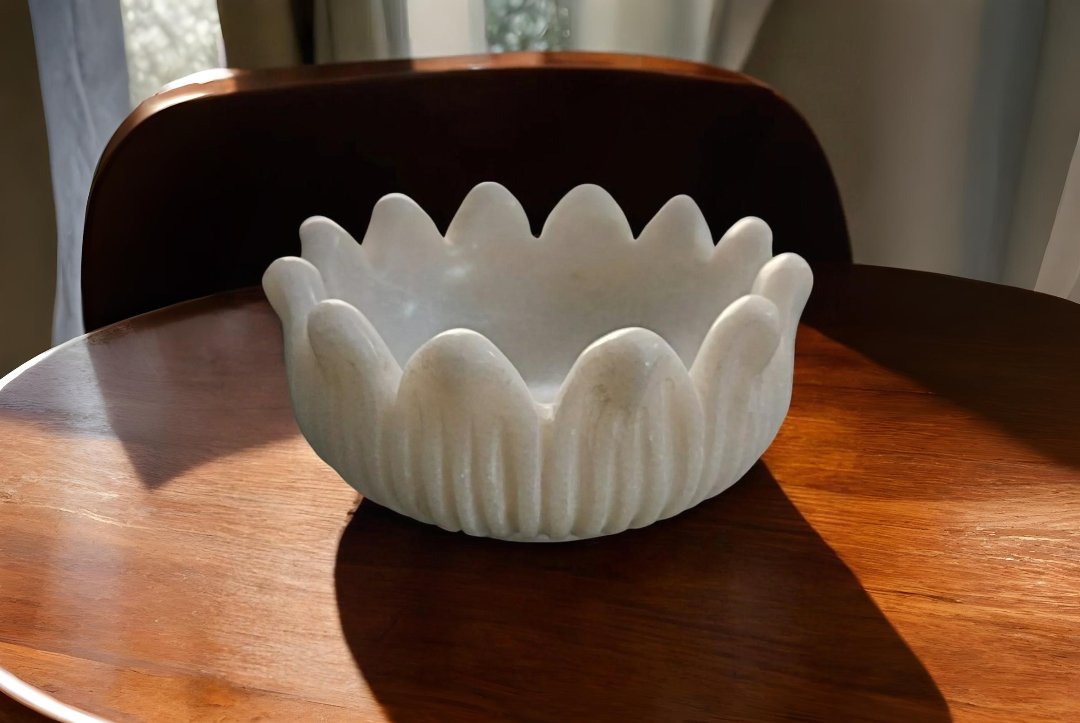 White-Marble-Flower-Shape-Bowl White-Marble-Bowl