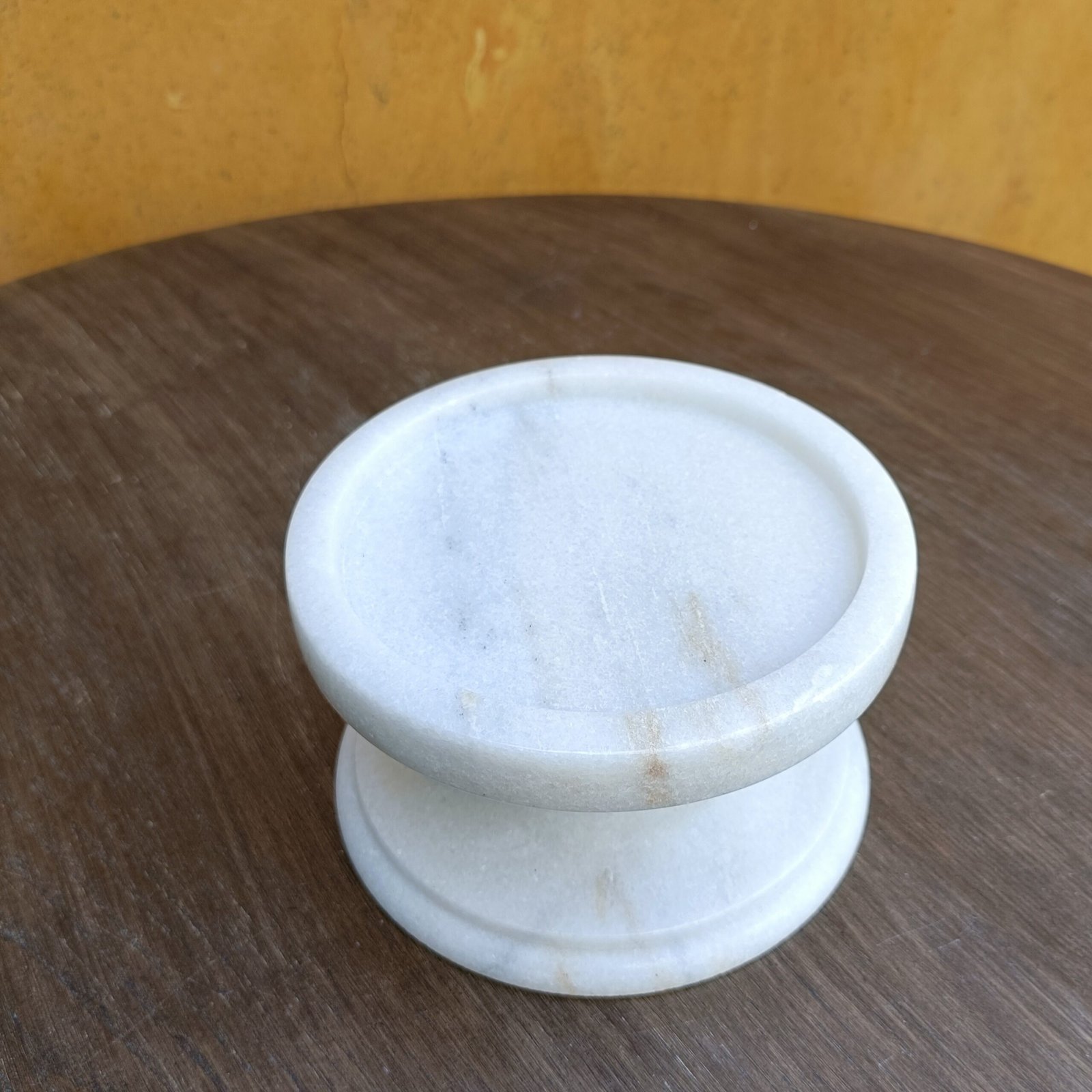 Hand-Carved White Marble Minimalist Pedestal Candle Stand - 4 Inch - Image 3