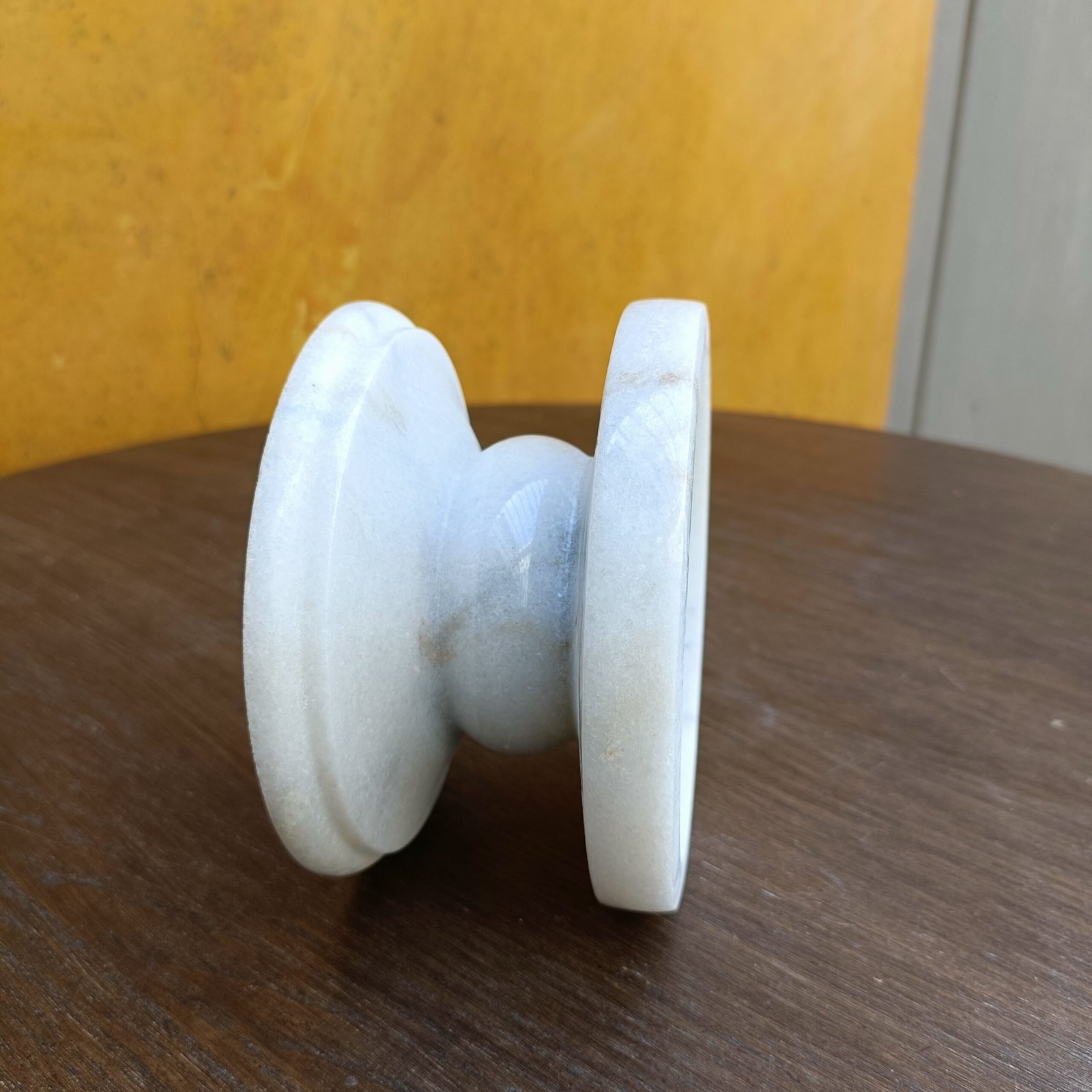 Hand-Carved White Marble Minimalist Pedestal Candle Stand - 4 Inch - Image 6