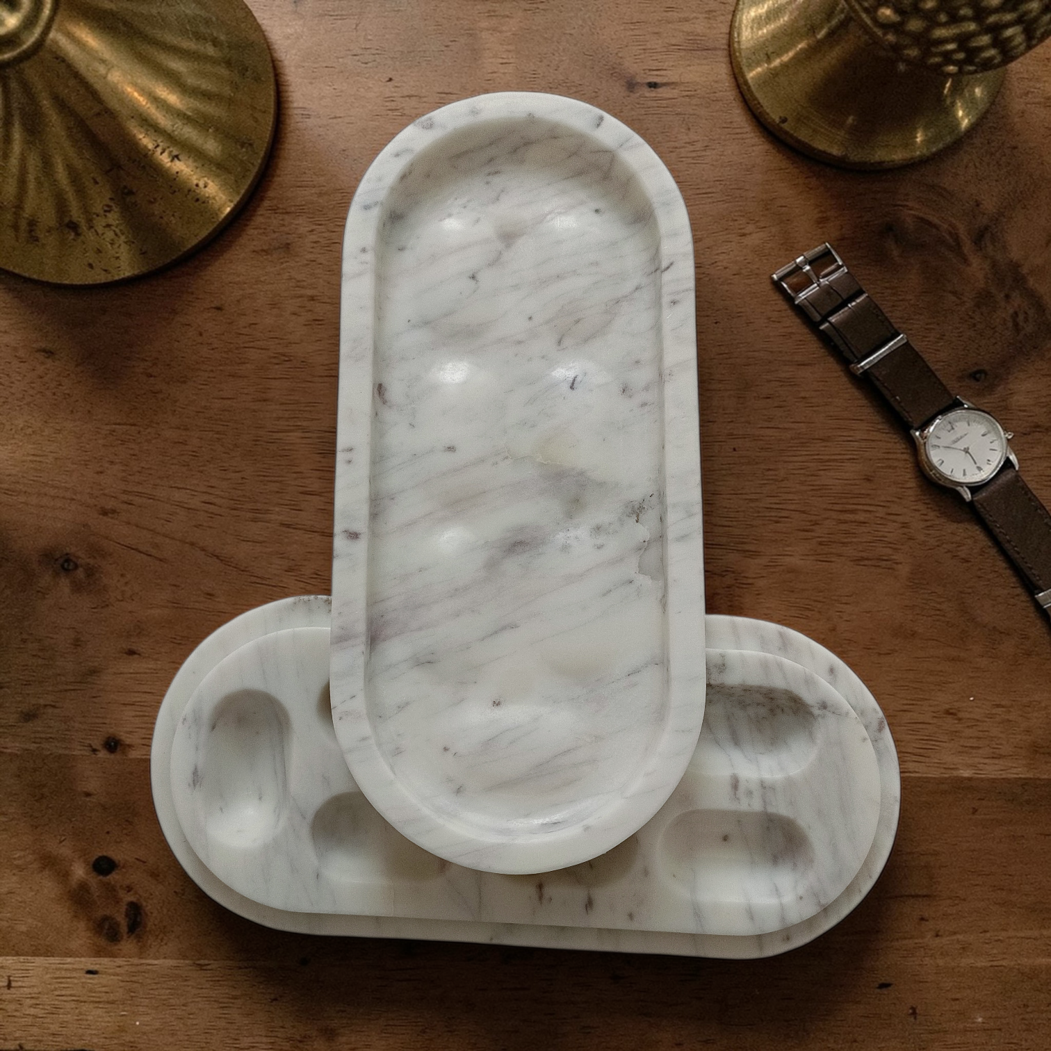 CAPSULE Marble Pill Box - Off White Marble with Purple Veining Pill Box Seven Day Pill Organizer - Image 5
