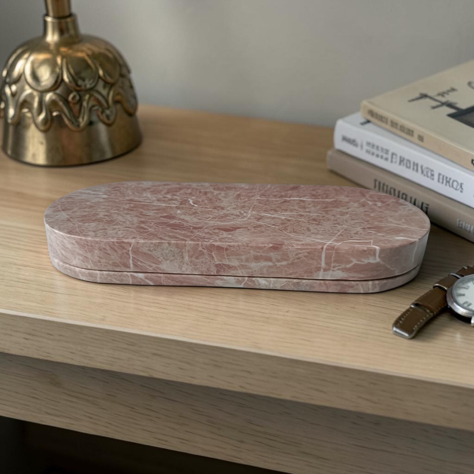 CAPSULE Marble Pill Box - Rust Pink Marble Pill Box with Plain Lid : Seven Day Organizer Veining Pill Box Seven Day Pill Organizer - Image 5