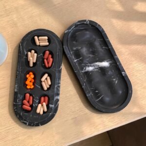 CAPSULE Marble Pill Box - Greyish Black Marble with White Veining Pill Box Seven Day Pill Organizer