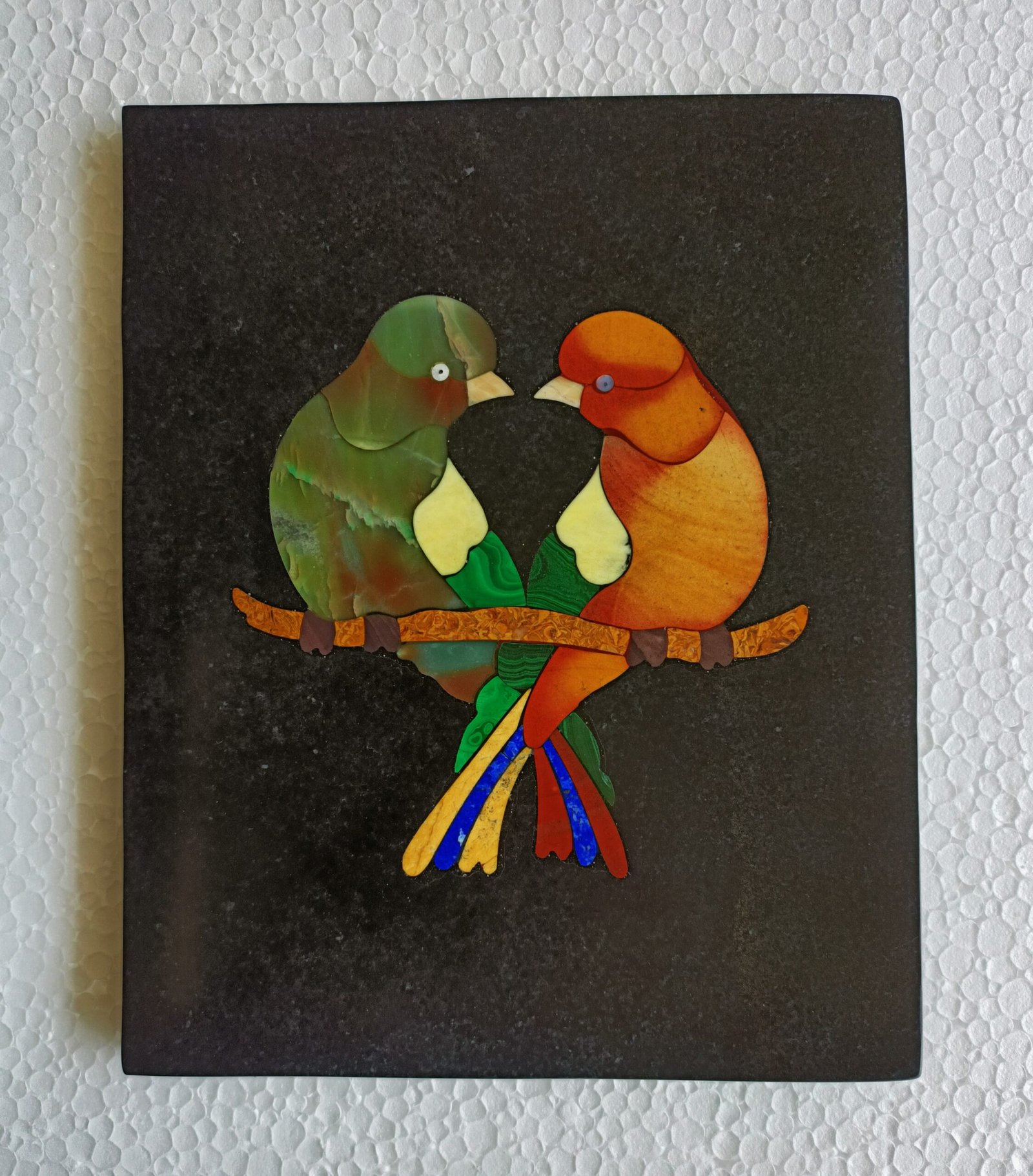 Handmade Marble Inlay Birds Wall Art | 9 x 7.5 Inch Natural Stone Bird Decor | Luxury Marble Wall Hanging - Image 2
