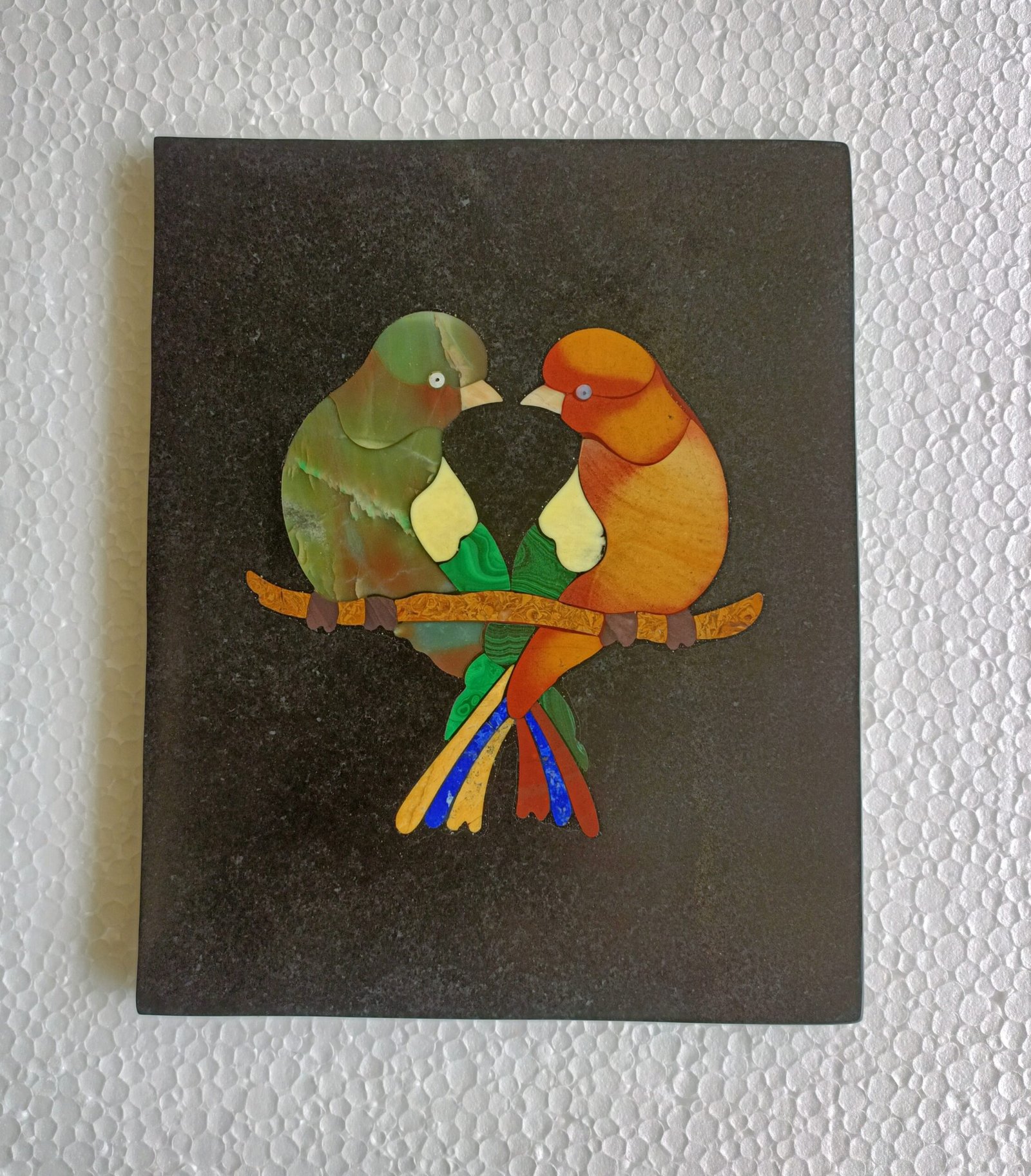 Handmade Marble Inlay Birds Wall Art | 9 x 7.5 Inch Natural Stone Bird Decor | Luxury Marble Wall Hanging - Image 3