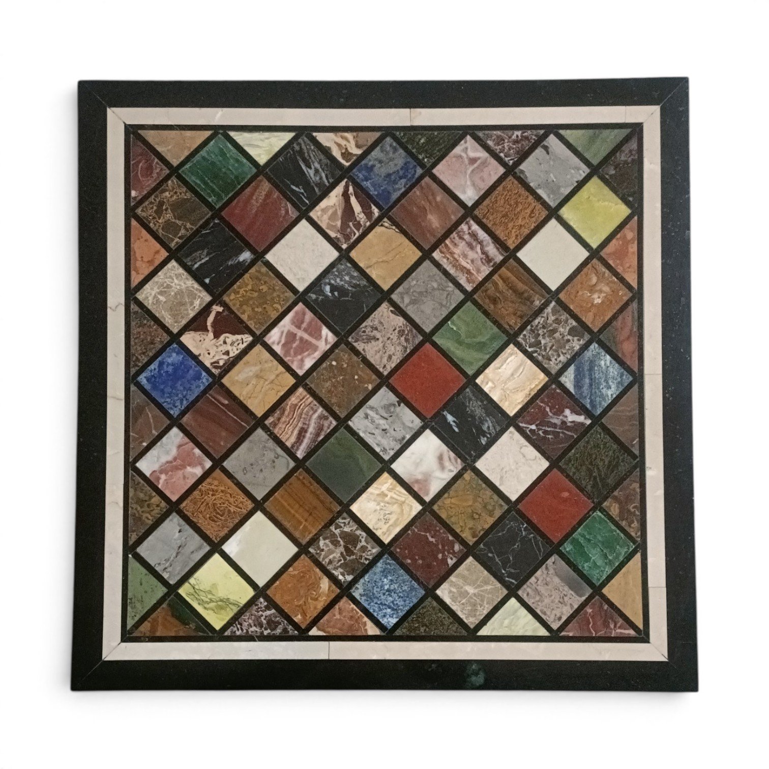 16" x 16" Handmade Marble Mosaic Table Top | Multicolor Natural Stone Inlay Square Table Top | Decorative Accent Table Top - Image 4