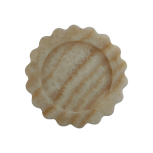 Round Scalloped Honey Onyx Marble Tray Decorative Jewelry & Serving Plate– 8 Inch