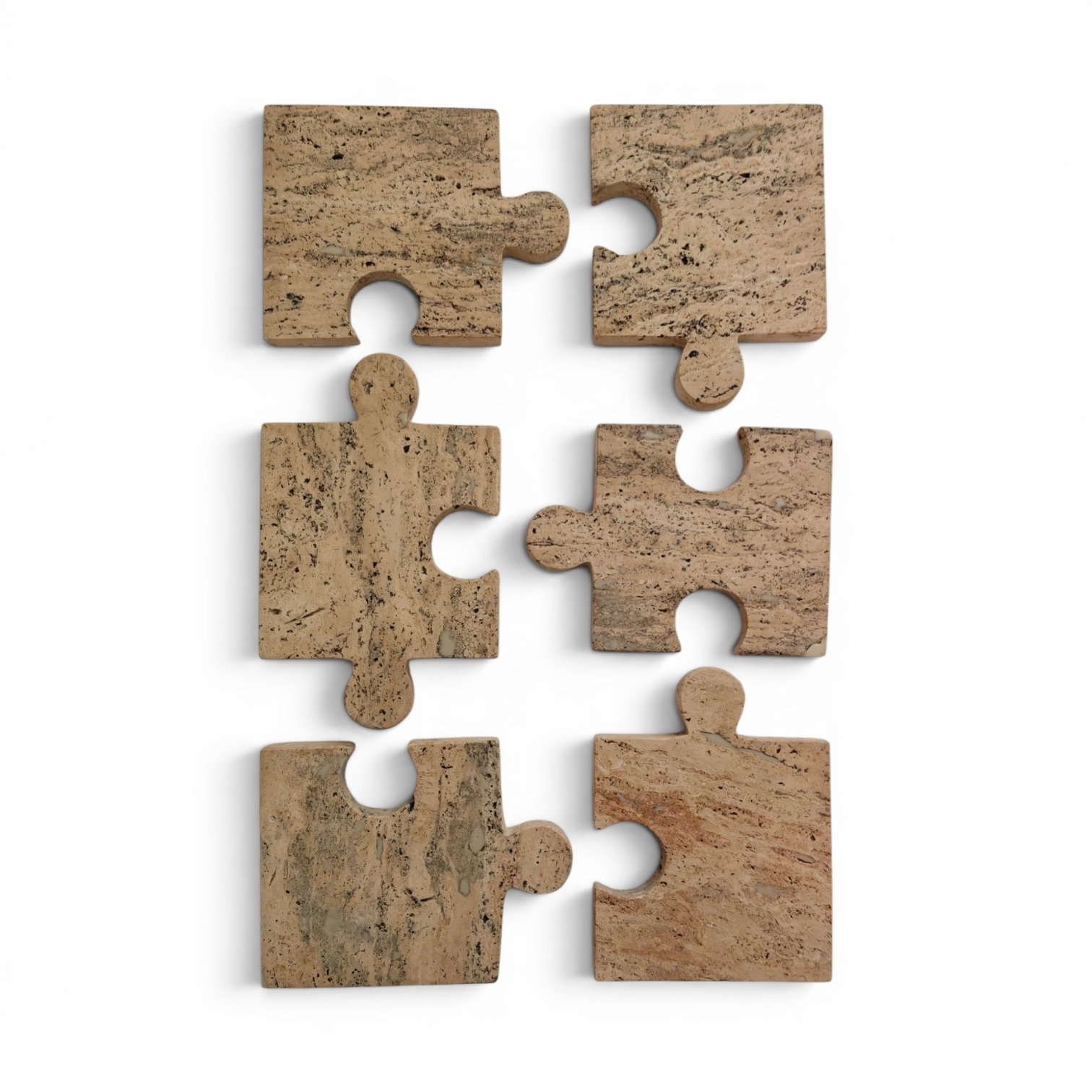 Handmade Travertine Marble Puzzle Coasters Drink Coasters - Set of 6 (4x4 Inch) - Image 6