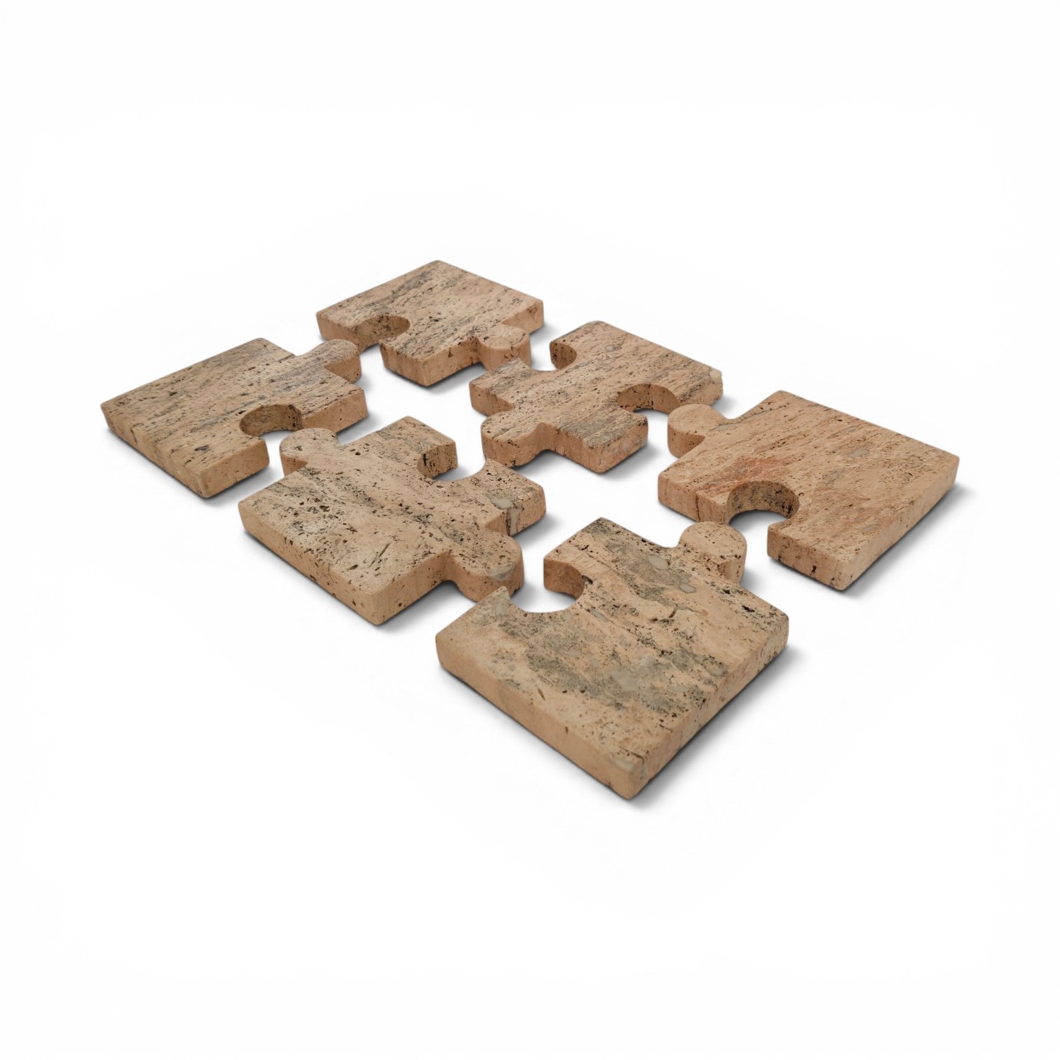 Handmade Travertine Marble Puzzle Coasters Drink Coasters - Set of 6 (4x4 Inch) - Image 2