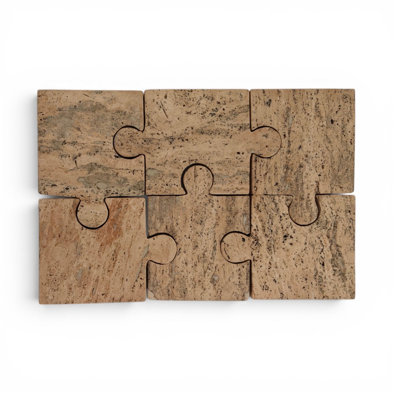 Handmade Travertine Marble Puzzle Coasters Drink Coasters - Set of 6 (4x4 Inch) - Image 5