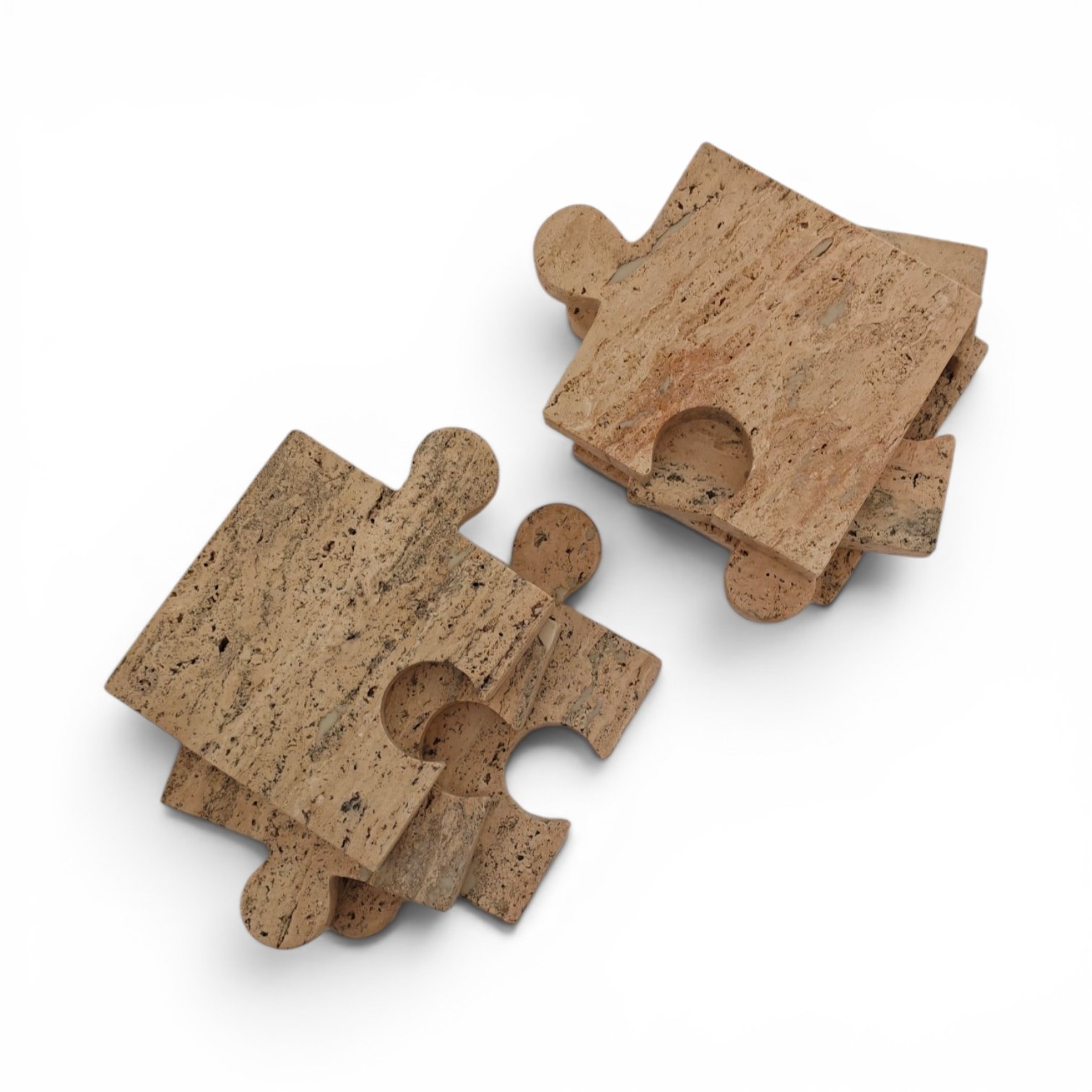 Handmade Travertine Marble Puzzle Coasters Drink Coasters - Set of 6 (4x4 Inch) - Image 4
