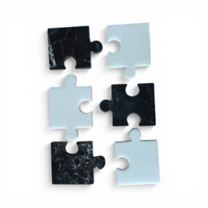 Handmade Black and White Marble Puzzle Coasters Drink Coasters - Set of 6 (4x4 Inch)
