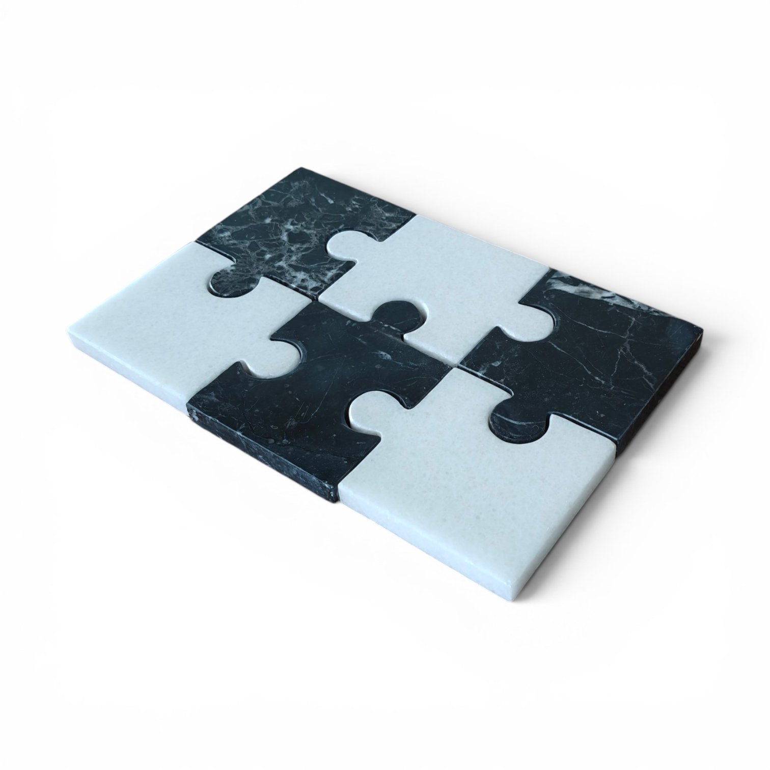 Handmade Black and White Marble Puzzle Coasters Drink Coasters - Set of 6 (4x4 Inch) - Image 3