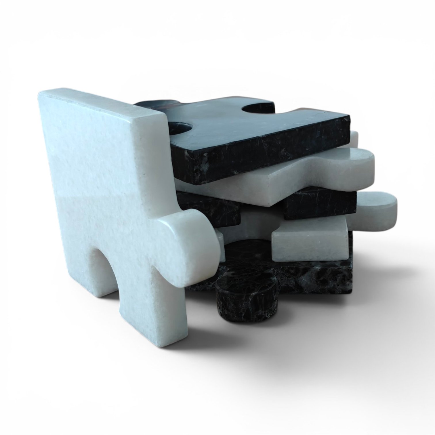 Handmade Black and White Marble Puzzle Coasters Drink Coasters - Set of 6 (4x4 Inch) - Image 4