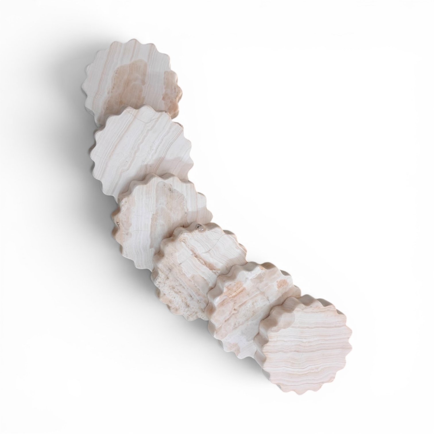 Onyx Round Scalloped Marble Coasters – Set of 6 (4x4 Inch, 20mm Thick) - Image 5