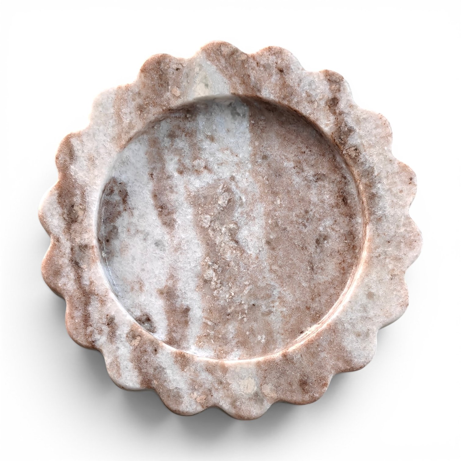 Round Scalloped Natural Veining Marble Serving Tray – 8 Inch Round Scalloped - Image 2