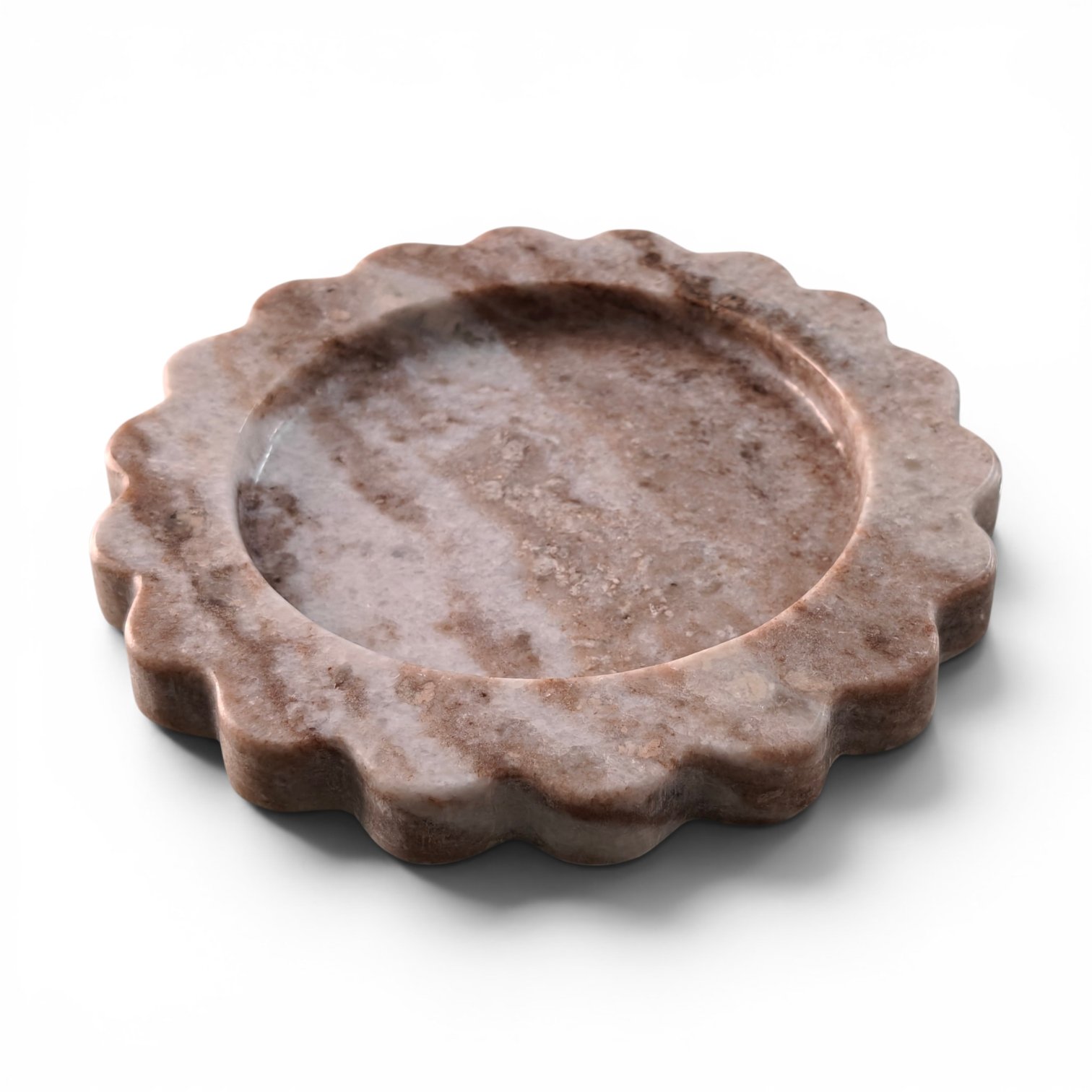 Round Scalloped Natural Veining Marble Serving Tray – 8 Inch Round Scalloped - Image 3