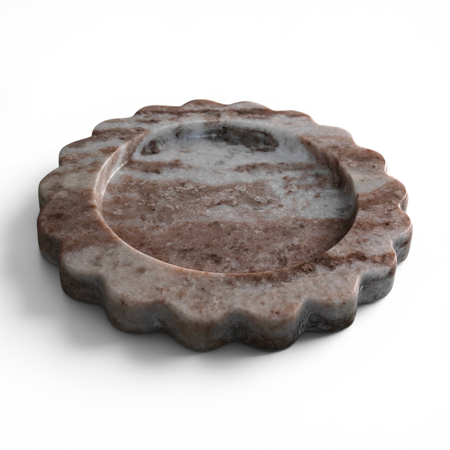 Round Scalloped Natural Veining Marble Serving Tray – 8 Inch Round Scalloped - Image 4