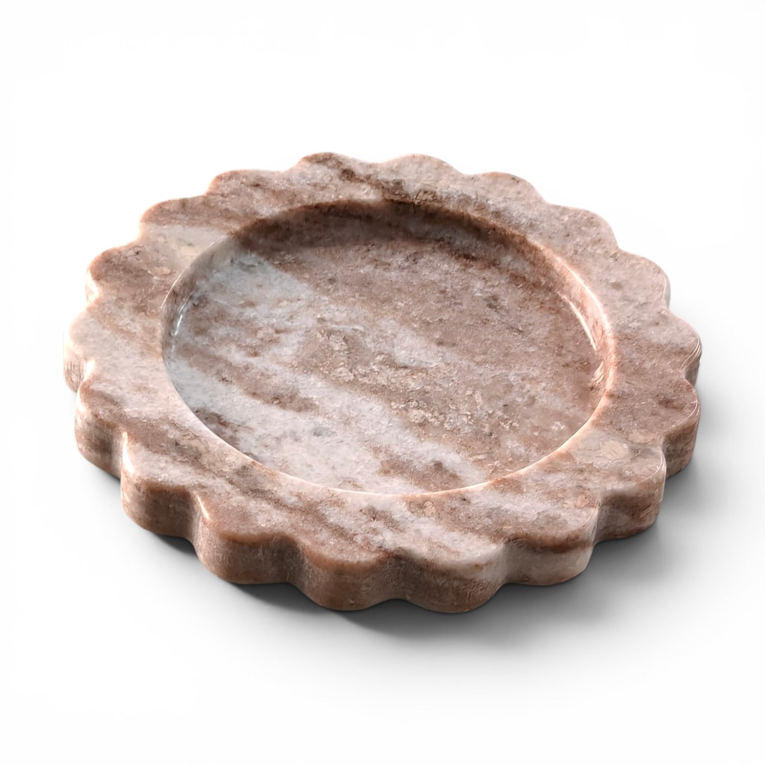 Round Scalloped Natural Veining Marble Serving Tray – 8 Inch Round Scalloped - Image 6