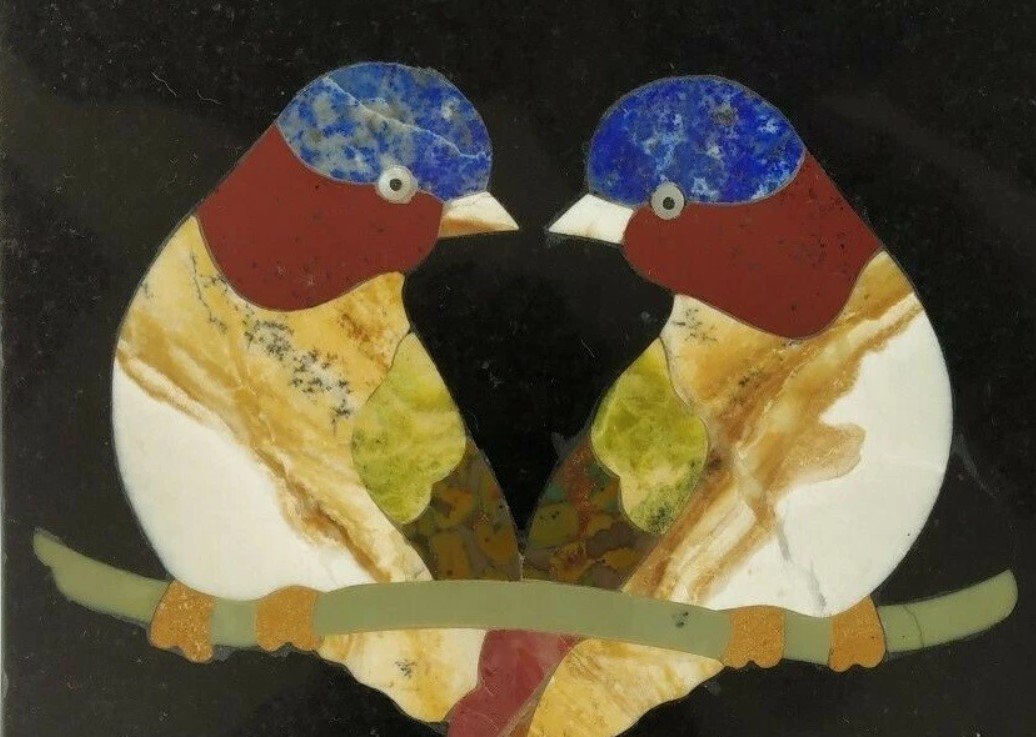 Handmade Marble Inlay Birds Wall Art | 6 x 5.5 Inch Natural Stone Bird Decor | Luxury Marble Wall Hanging - Image 4