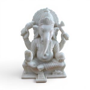 Handcrafted White Marble Lord Ganesha Statue | Sacred Hindu Home Décor & Spiritual Gift