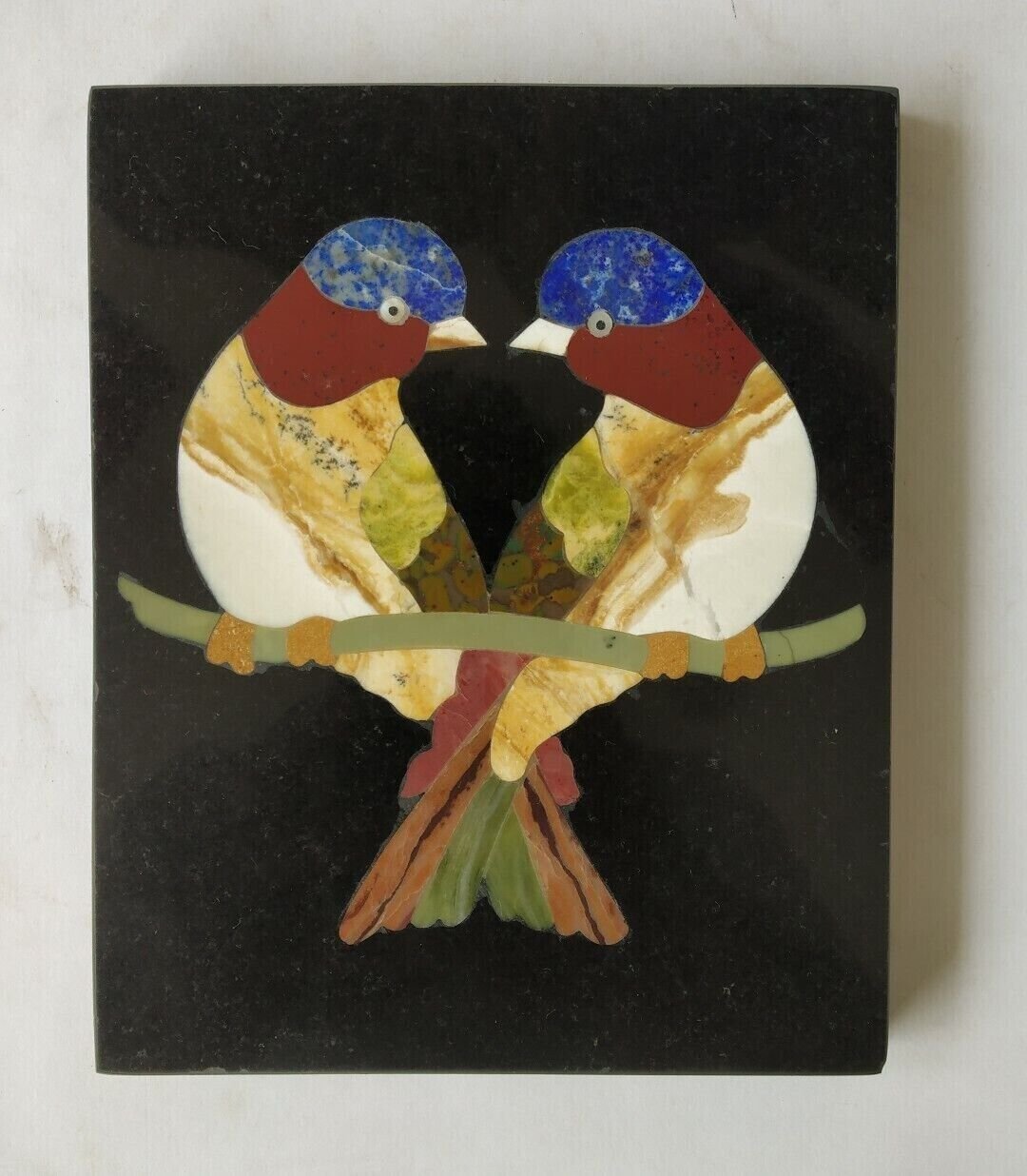 Handmade Marble Inlay Birds Wall Art | 6 x 5.5 Inch Natural Stone Bird Decor | Luxury Marble Wall Hanging - Image 2