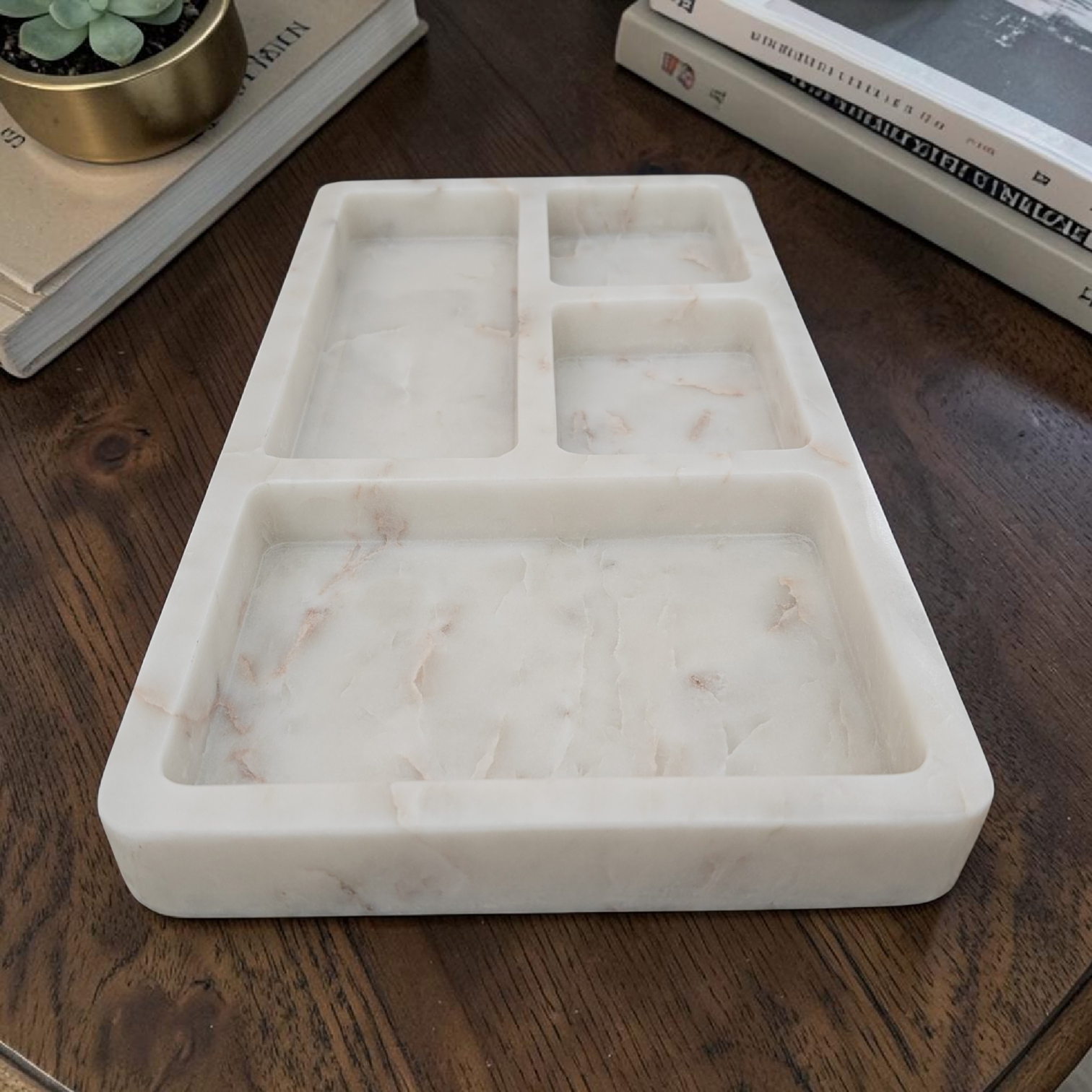 Handcrafted White Marble Jewelry Tray – Elegant Vanity & Catchall Organizer - Image 4