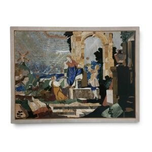 Roman Ruins Marble Inlay Painting, Ancient Rome Pietra Dura Wall Art, Handmade Stone Mosaic Artwork, Vintage Italian Style Home Decor