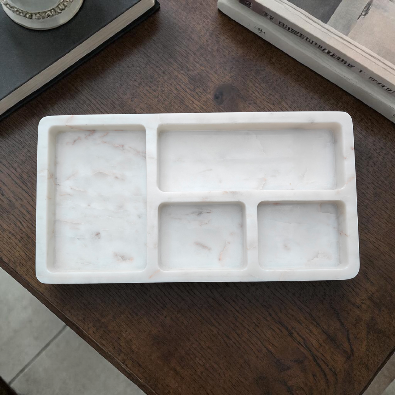 Handcrafted White Marble Jewelry Tray – Elegant Vanity & Catchall Organizer - Image 7