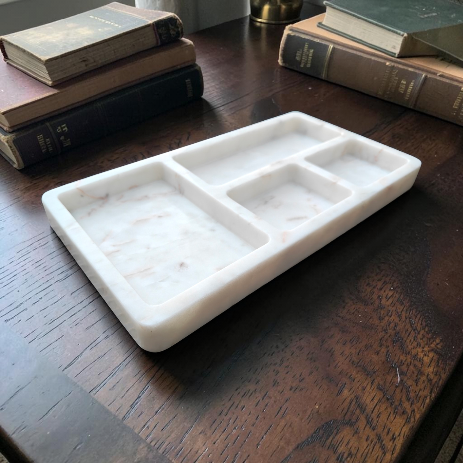 Handcrafted White Marble Jewelry Tray – Elegant Vanity & Catchall Organizer - Image 8